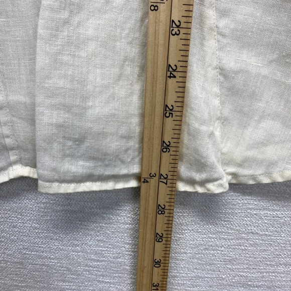 J Jill 100% Linen Button Up Shirt Womens XL Cream Long Sleeve Casual Top - Picture 7 of 10
